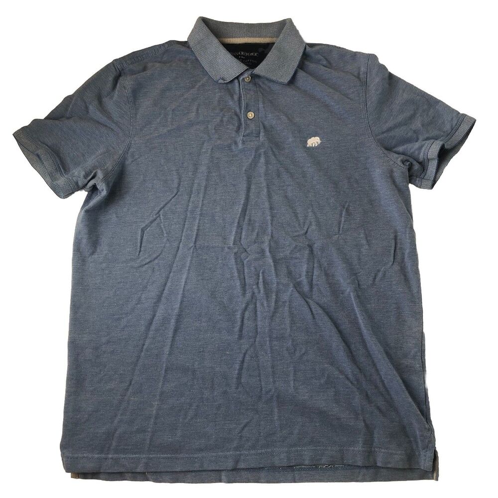 Banana Republic Factory Mens Organic  Cotton Pique Polo Antique Blue Tag Size L